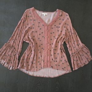 Maurices Pink Blouse with Button Accents
